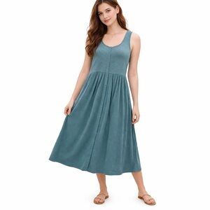 Frye Teal Blue Sleeveless Midi Button-Front Dress